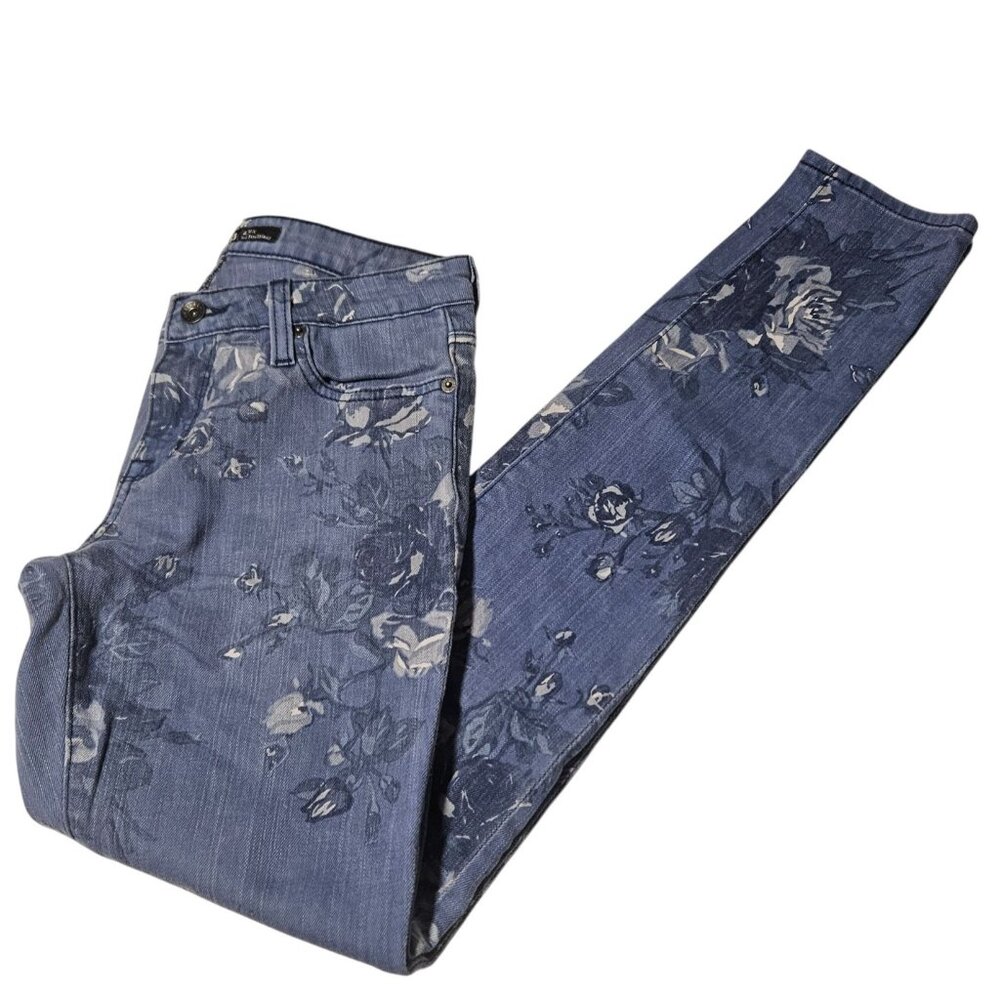 Big Star 1974 Alex Mid Rise Skinny Jeans Womens Size 27 Floral Print Denim Pants